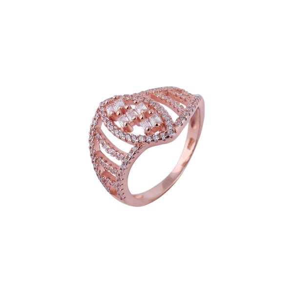 Modern Openwork and Pave Rose Gold Ring for her