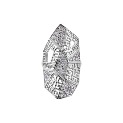 Geometric Pave Statement Silver Ring for her - Flâneur Global® | FG | 925 Fine Silver Jewelry & Accessories 