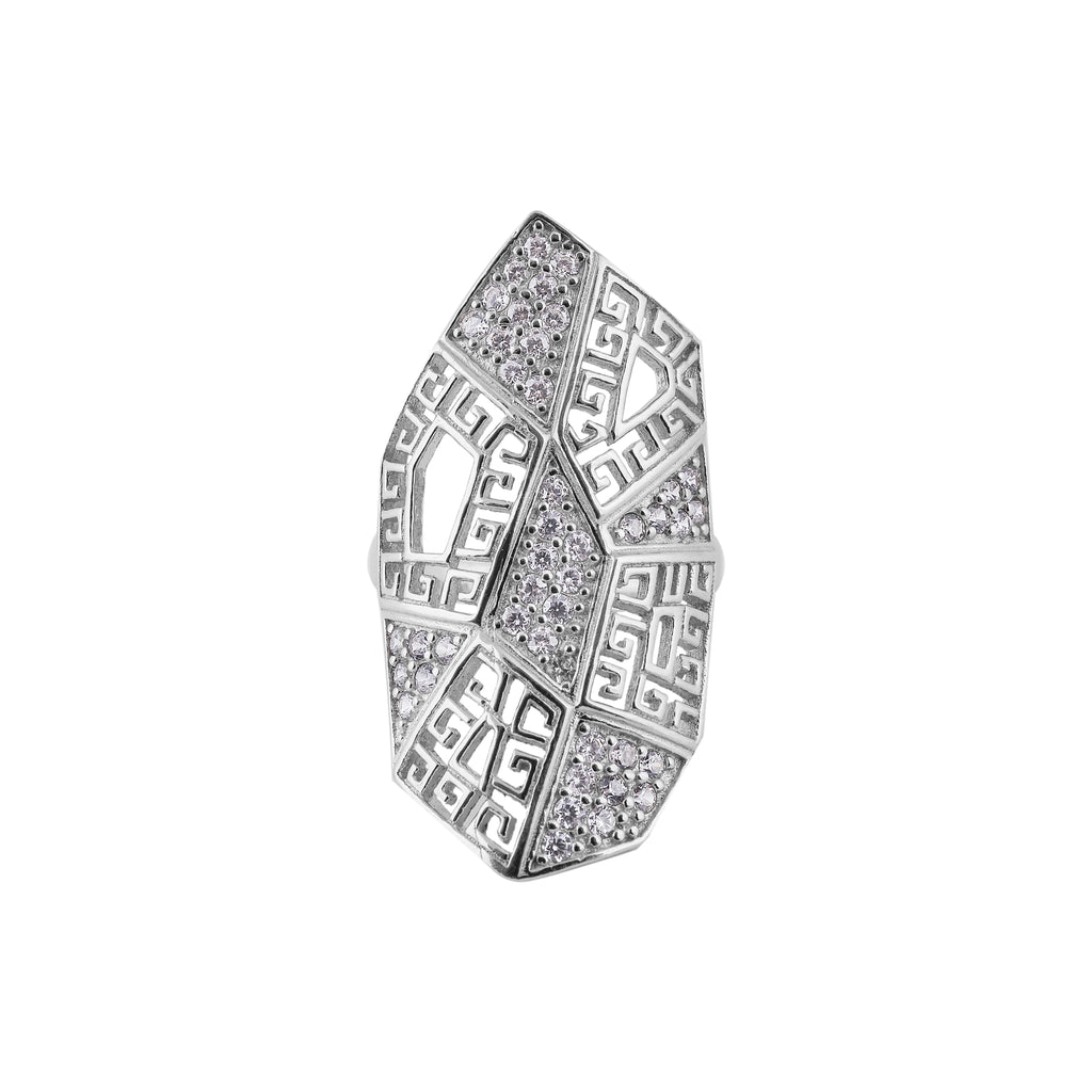 Geometric Pave Statement Silver Ring for her