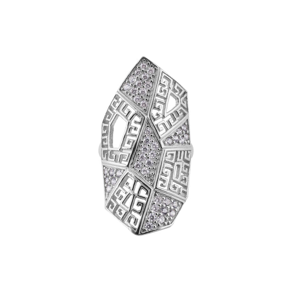 Geometric Pave Statement Silver Ring for her