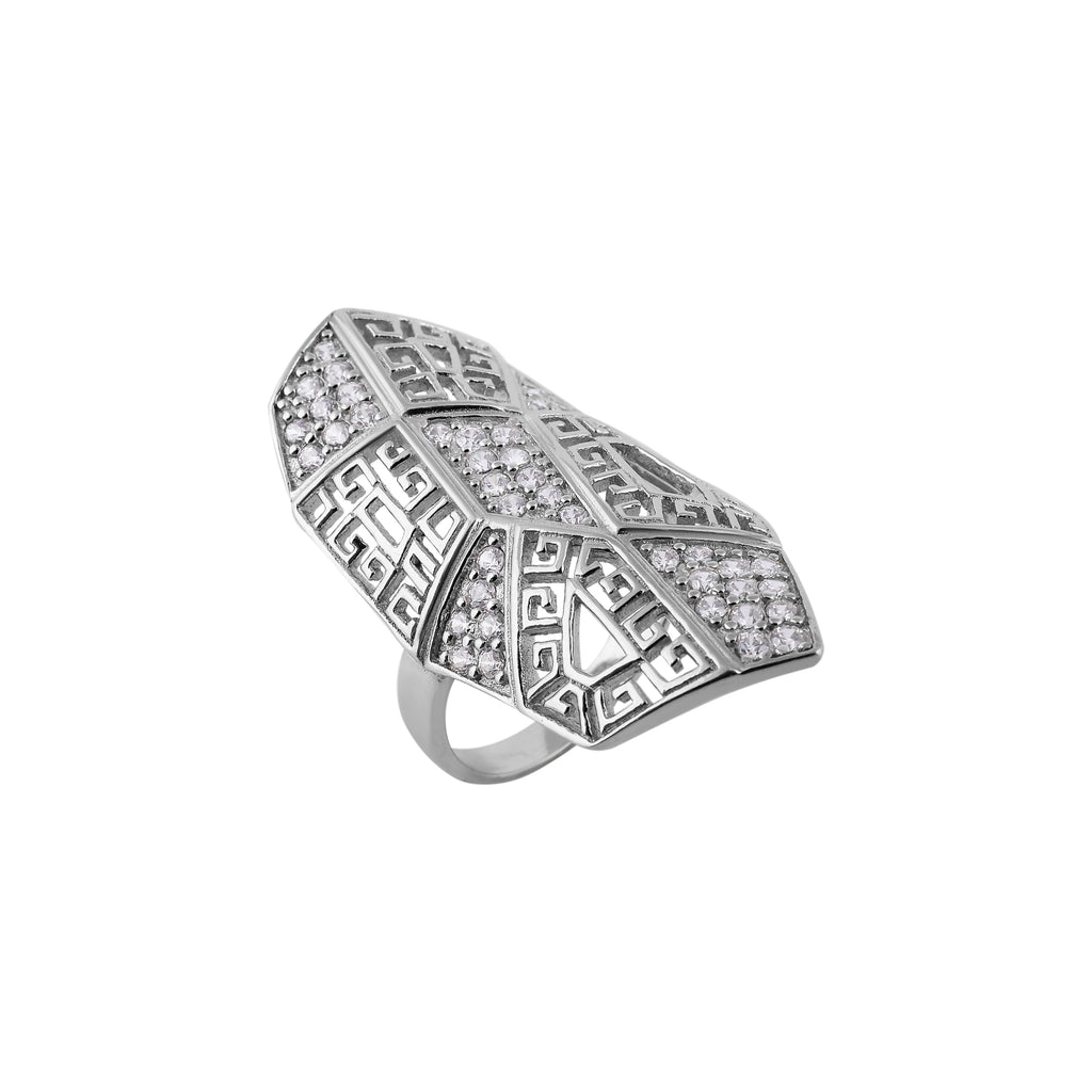 Geometric Pave Statement Silver Ring for her