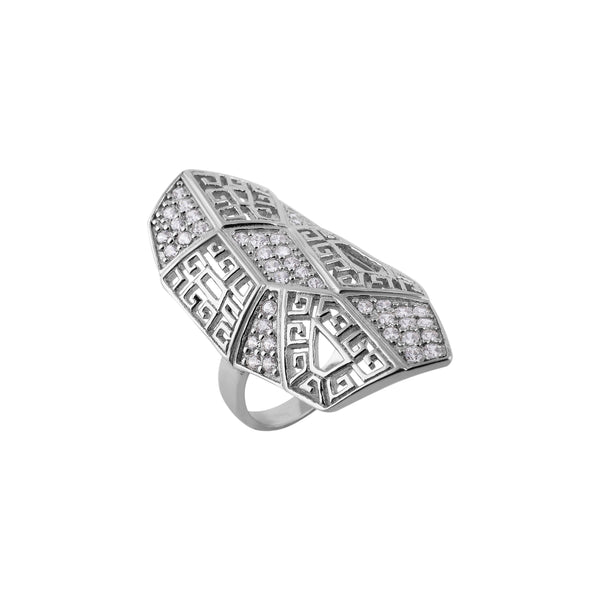 Geometric Pave Statement Silver Ring for her