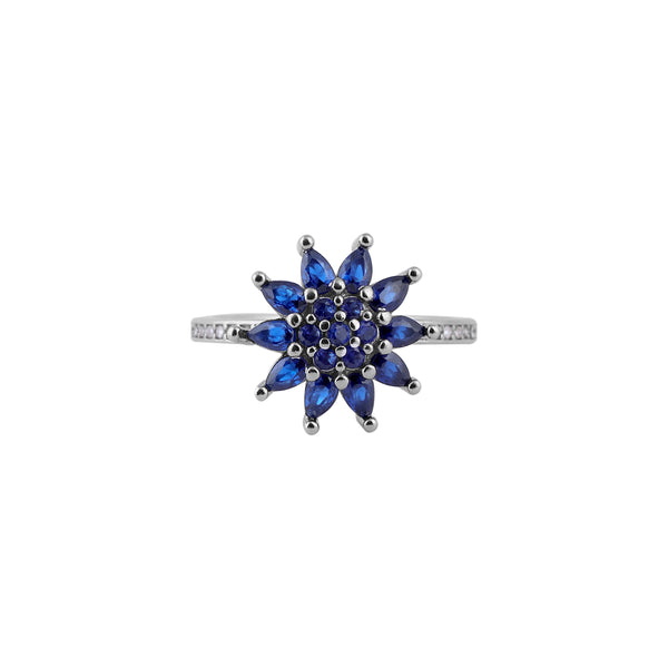 Spin Top Sapphire and Pave Silver Ring for her