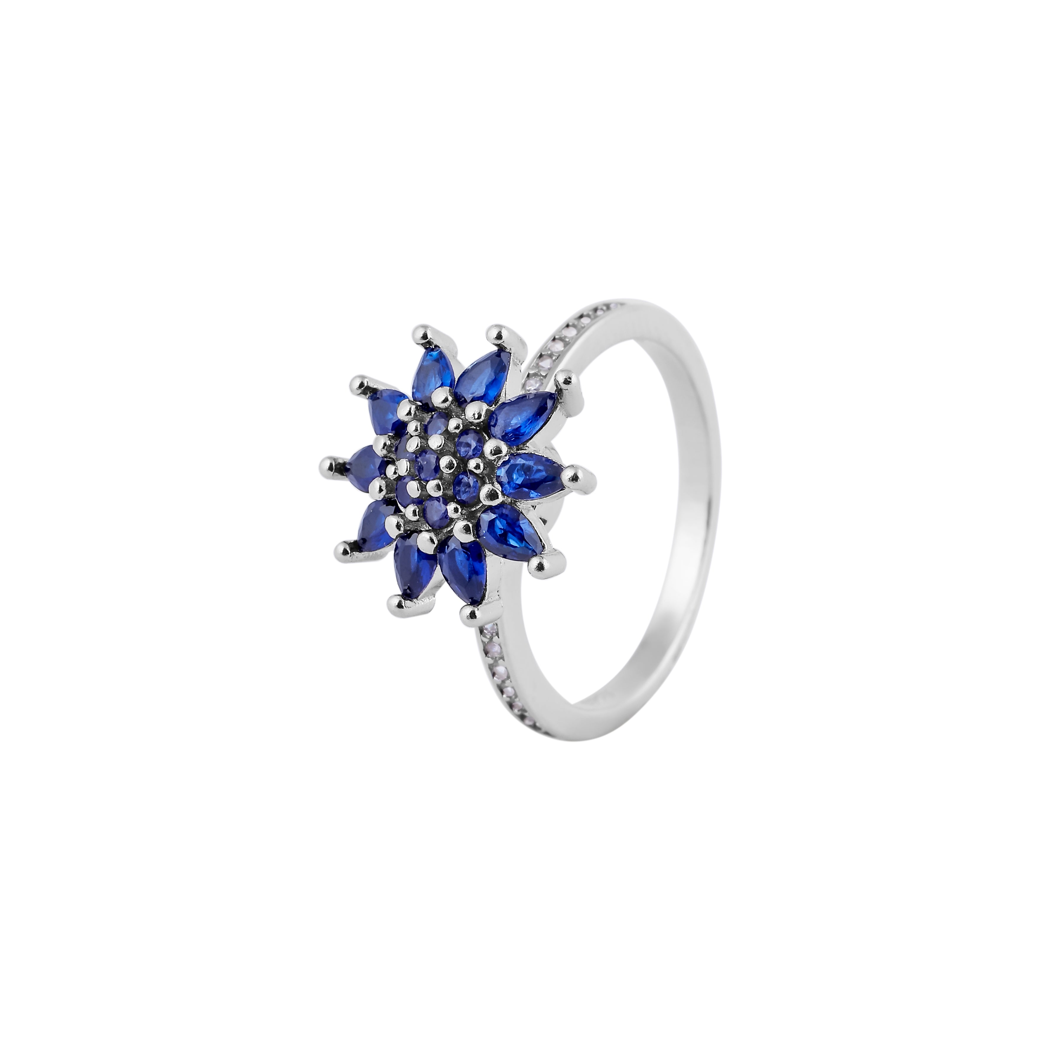 Spin Top Sapphire and Pave Silver Ring for her
