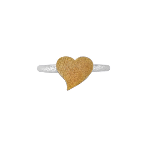 Brushed Gold Heart Accent Cable Ring for her