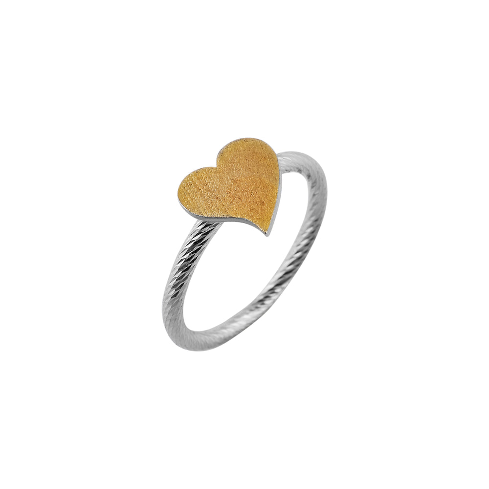 Brushed Gold Heart Accent Cable Ring for her