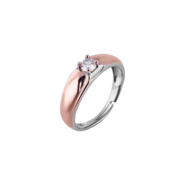 Solitaire CZ Two-Tone Adjustable Ring for her