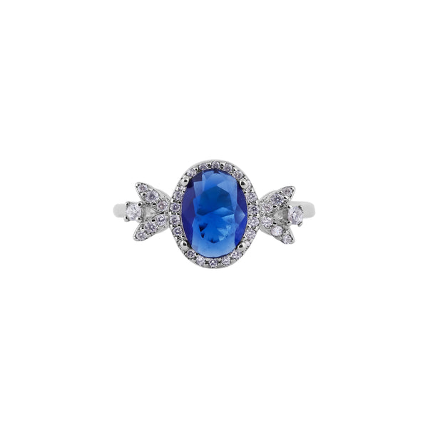 Oval Blue Tanzanite and CZ Silver Ring for her