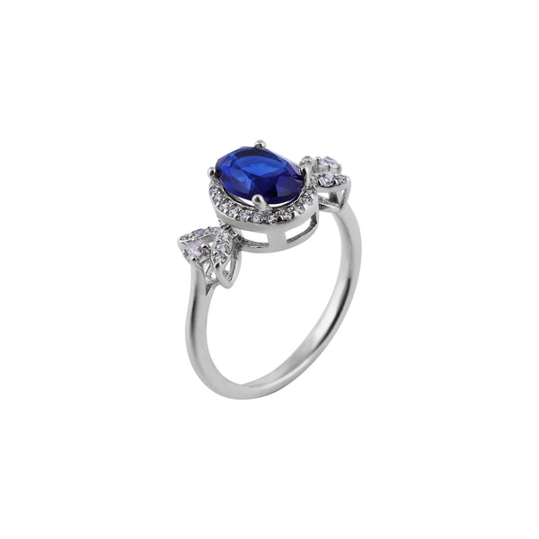 Oval Blue Tanzanite and CZ Silver Ring for her