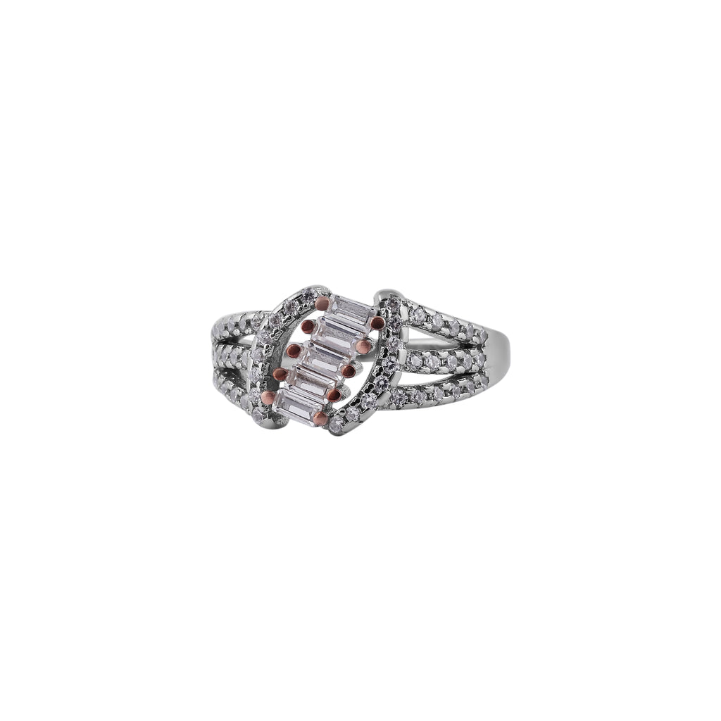 Braided Pave and Baguette CZ Silver Ring for her - Flâneur Global® | FG | 925 Fine Silver Jewelry & Accessories 