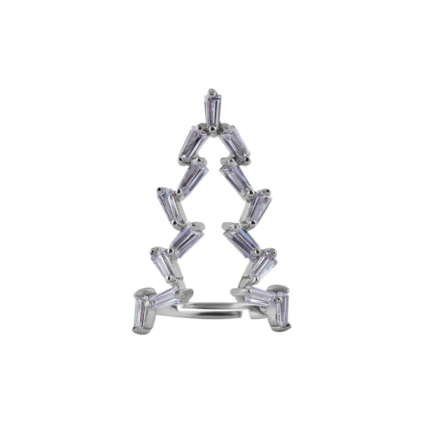 Asymmetrical Baguette CZ Silver Open Ring for her