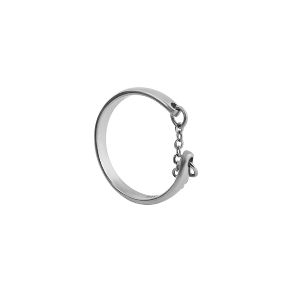Minimalist Chain Accent Silver Open Ring for her