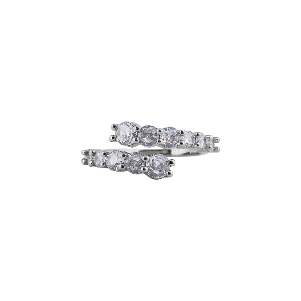 Graduated Round CZ Silver Wrap Ring for her