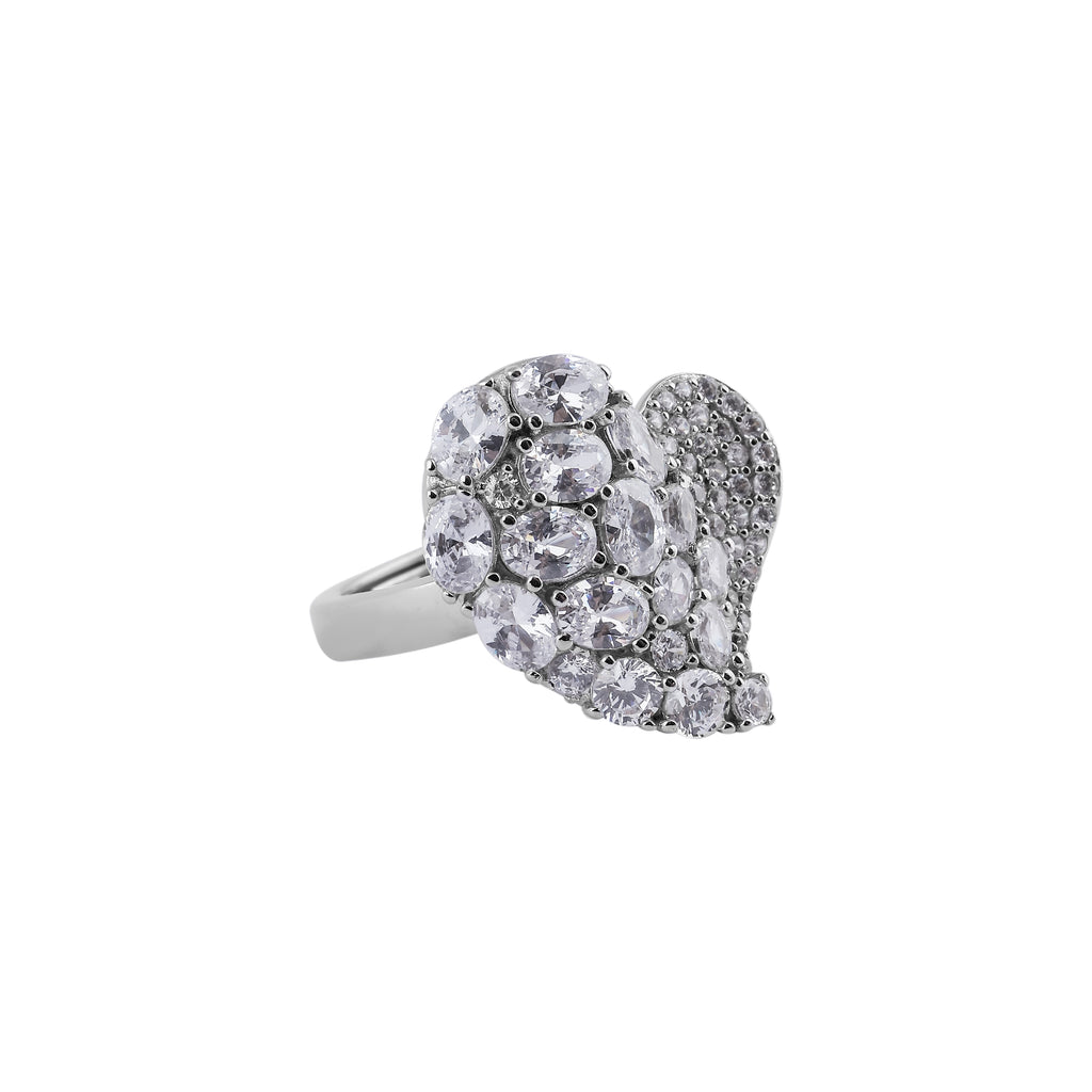 Pave Heart Cluster Silver Ring for her - Flâneur Global® | FG | 925 Fine Silver Jewelry & Accessories 