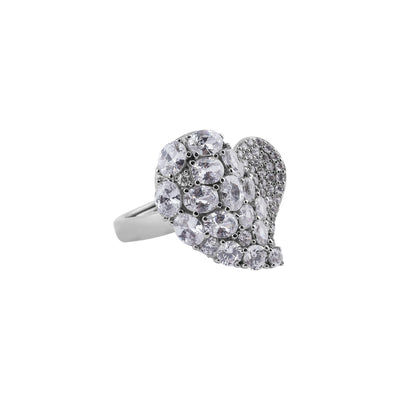 Pave Heart Cluster Silver Ring for her - Flâneur Global® | FG | 925 Fine Silver Jewelry & Accessories 
