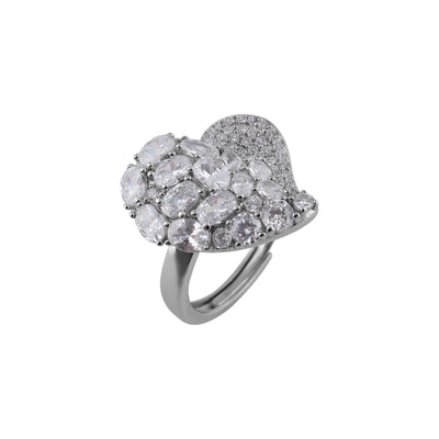 Pave Heart Cluster Silver Ring for her - Flâneur Global® | FG | 925 Fine Silver Jewelry & Accessories 