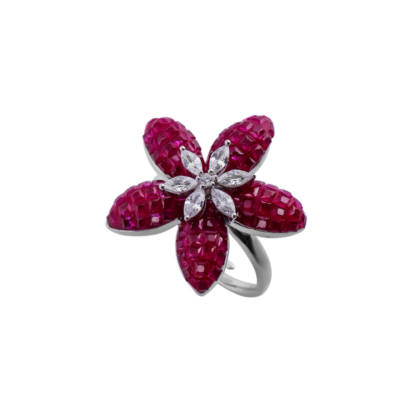 Modern Sculptural Turquoise Enamel and Pave Silver Ring for her