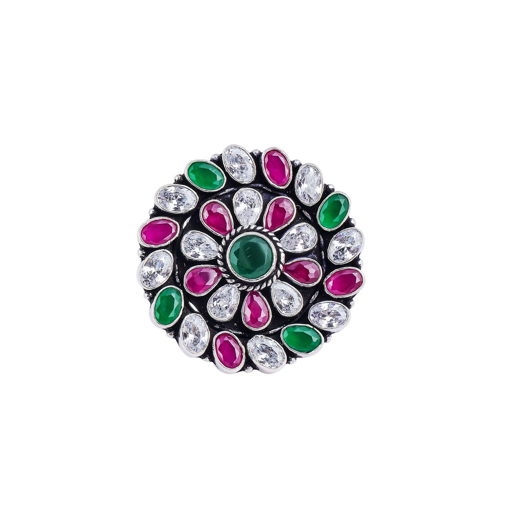 Multicolor Cocktail Silver Ring for her