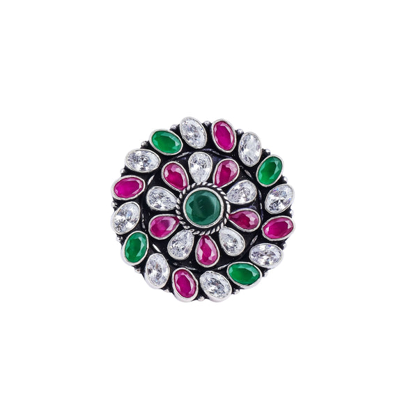 Multicolor Cocktail Silver Ring for her