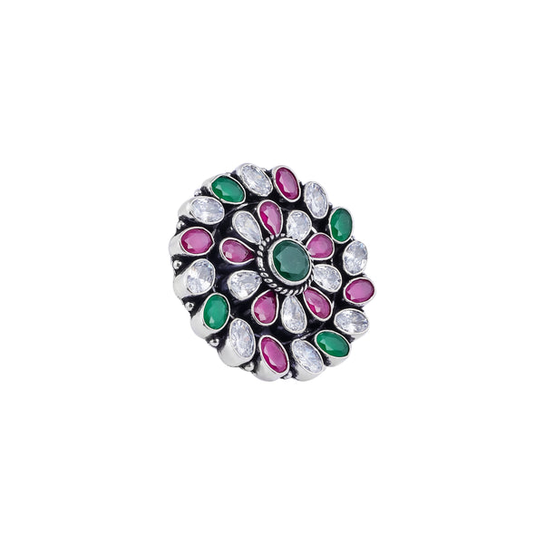 Multicolor Cocktail Silver Ring for her