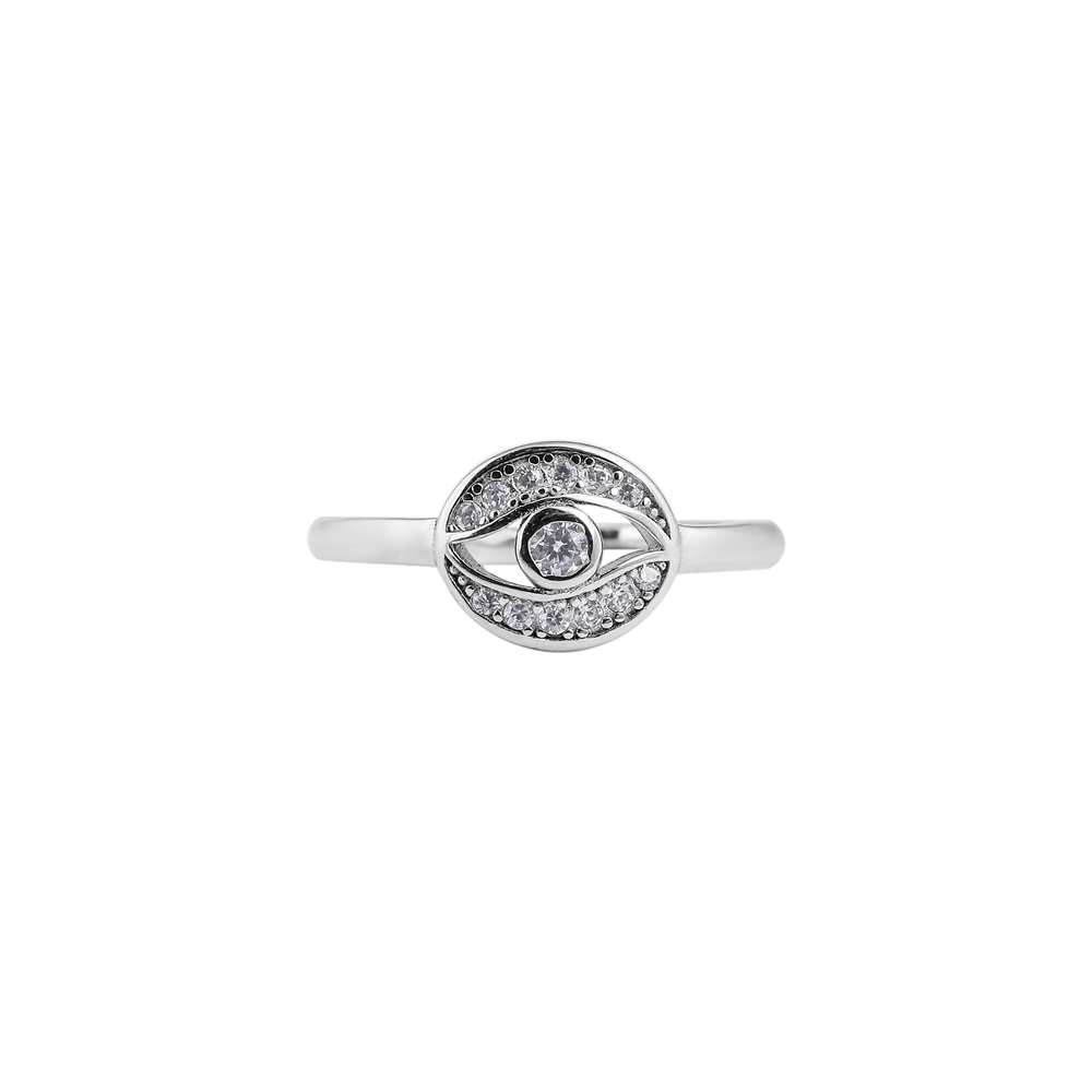 Evil Eye Pave Silver Ring for her