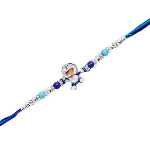 blue rakhi featuring a charming Doraemon theme.