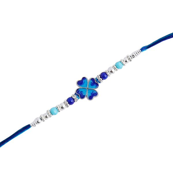 rakhi featuring a delicate blue butterfly design.