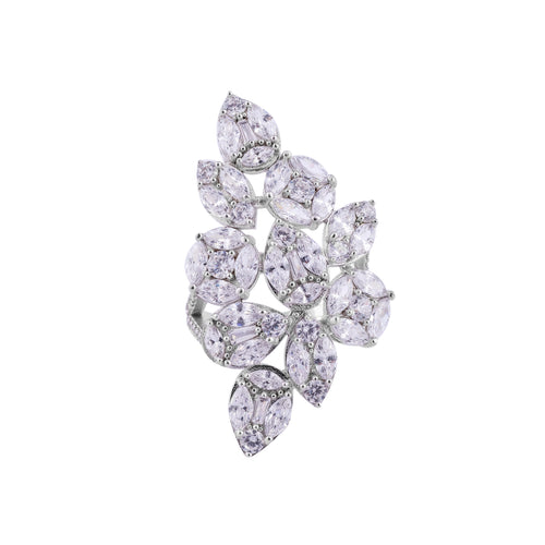 Floral Leaf CZ Cocktail Ring