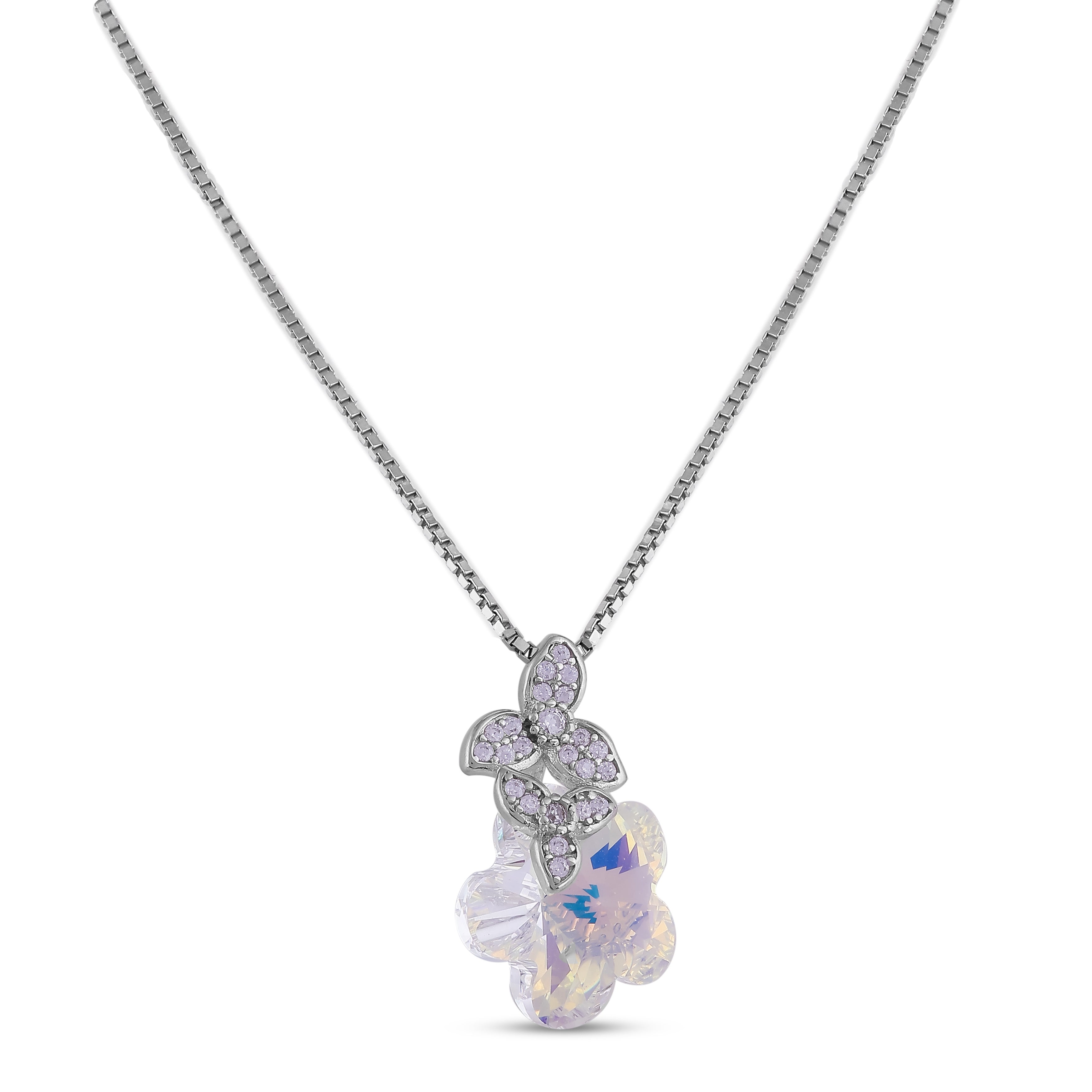 Butterfly &amp; Flower Pendant Necklace