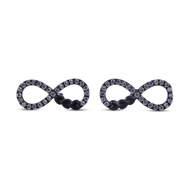 Infinity Love Black Bead Stud Earrings