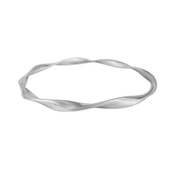 Sleek Twisted Silver Bangle