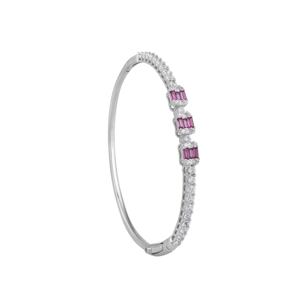 Bracelet B – Ruby Baguette & Diamond Halo Bangle