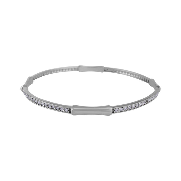 Bracelet A – Bamboo-Inspired Bangle with Crystal Accents