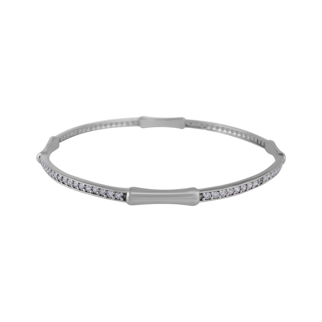 Bracelet A – Bamboo-Inspired Bangle with Crystal Accents
