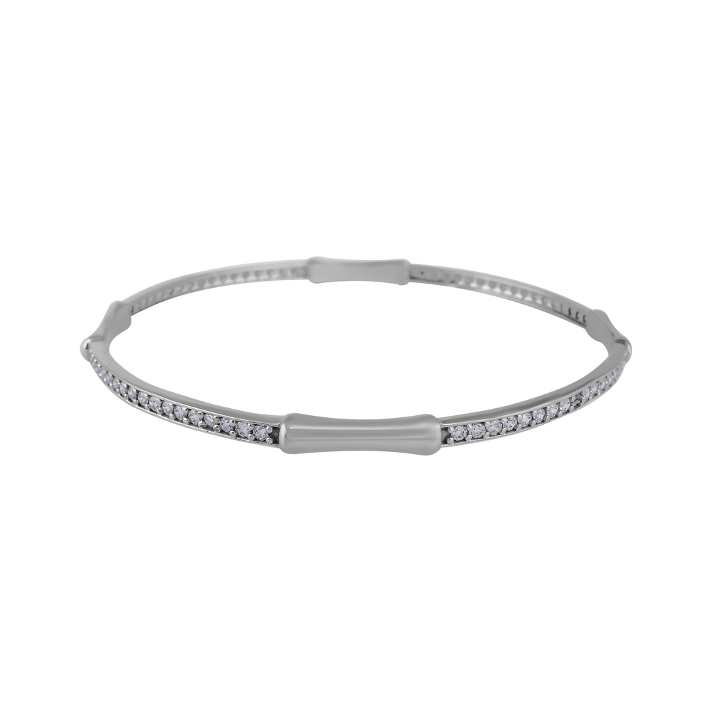 Bracelet A – Bamboo-Inspired Bangle with Crystal Accents