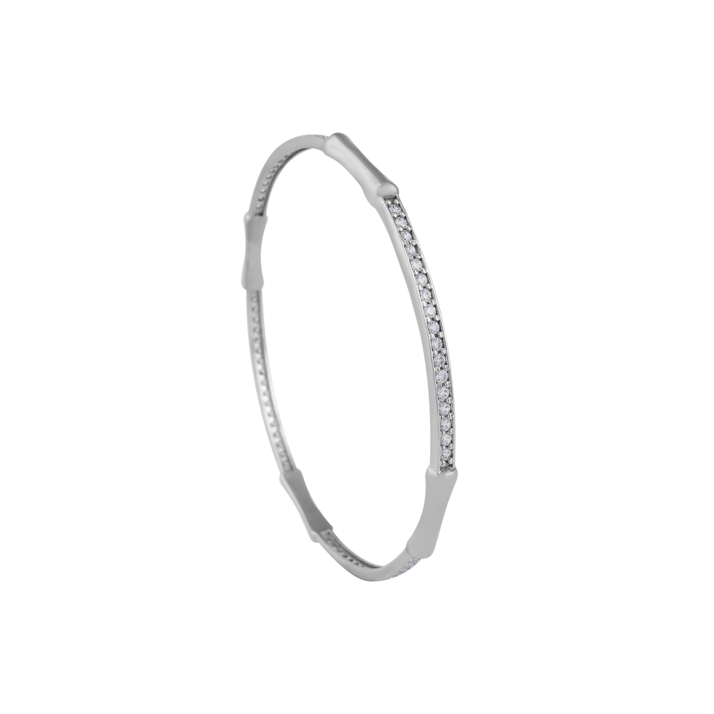Bracelet A – Bamboo-Inspired Bangle with Crystal Accents