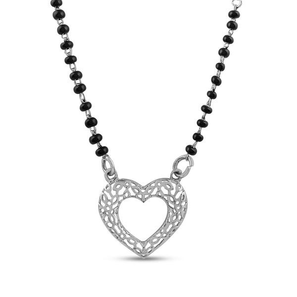 Silver Heart Filigree Mangalsutra Necklace