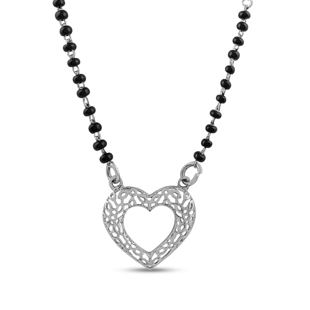 Silver Heart Filigree Mangalsutra Necklace