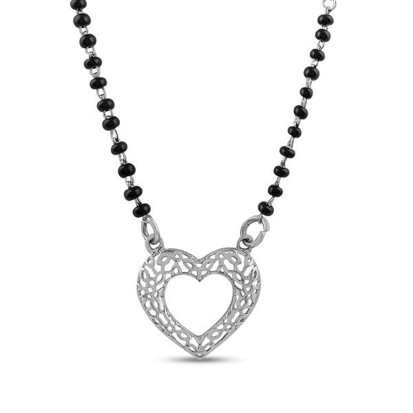 Silver Heart Filigree Mangalsutra Necklace