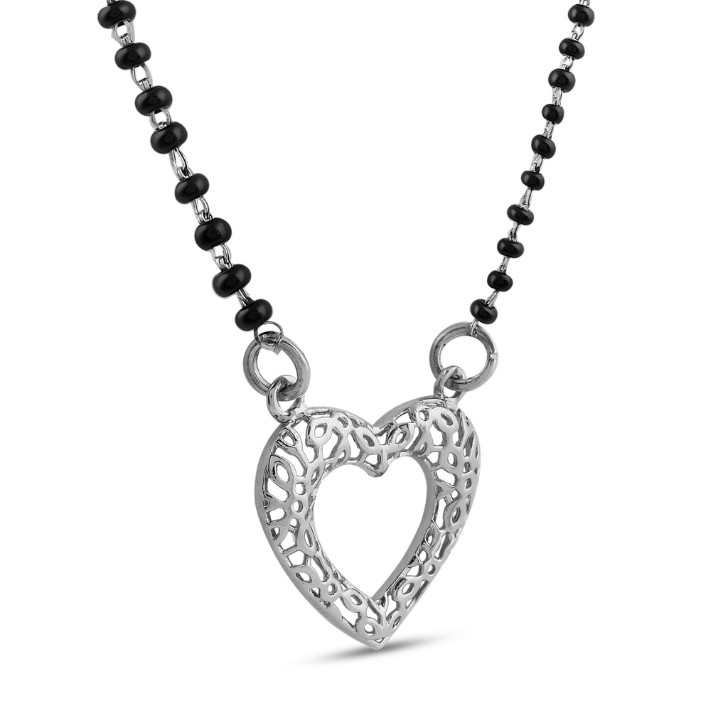Silver Heart Filigree Mangalsutra Necklace