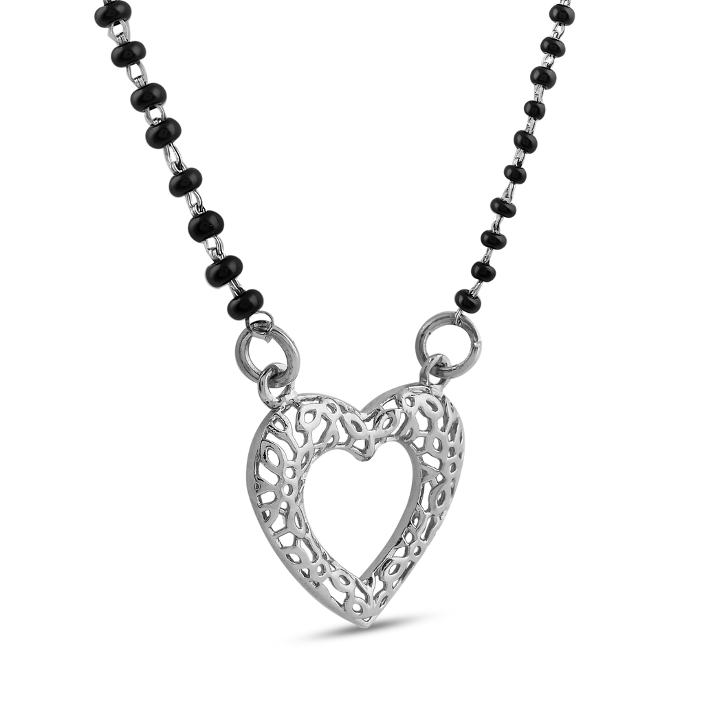 Silver Heart Filigree Mangalsutra Necklace