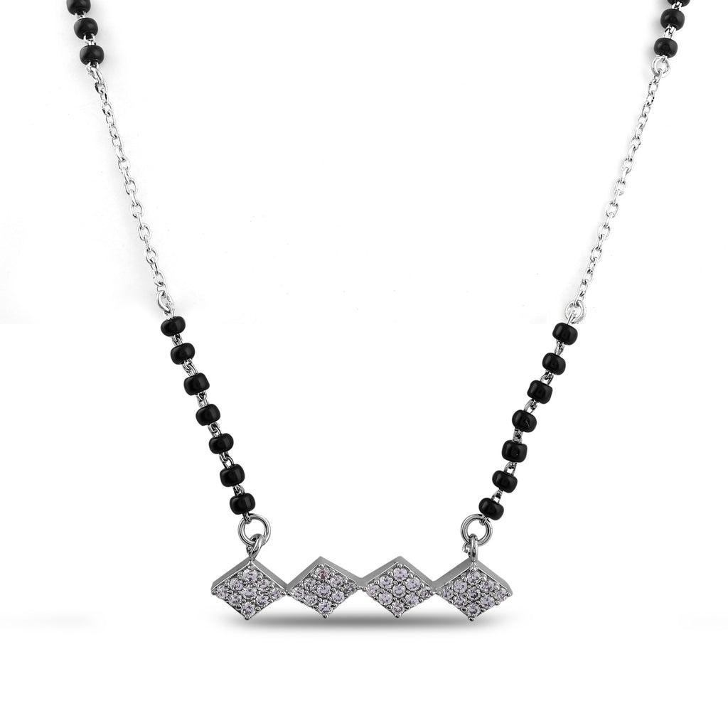 Geometric Diamond-Link Silver Mangalsutra