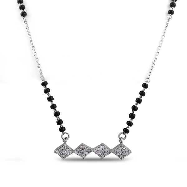 Geometric Diamond-Link Silver Mangalsutra