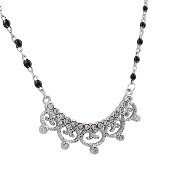 Crescent Swirl Silver Mangalsutra