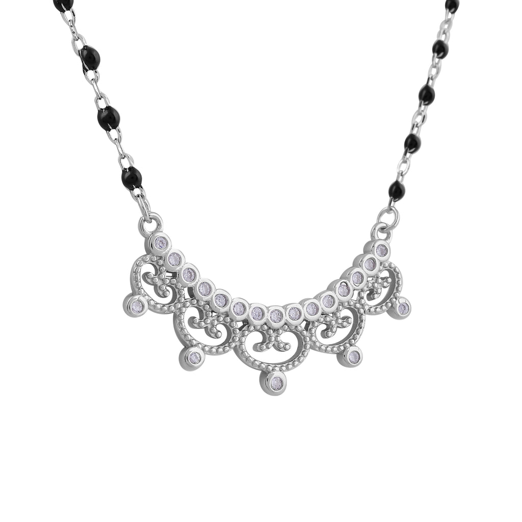 Crescent Swirl Silver Mangalsutra