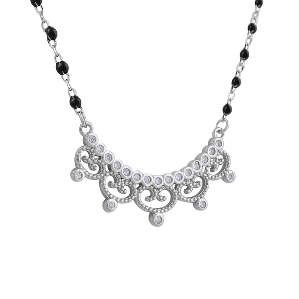 Crescent Swirl Silver Mangalsutra