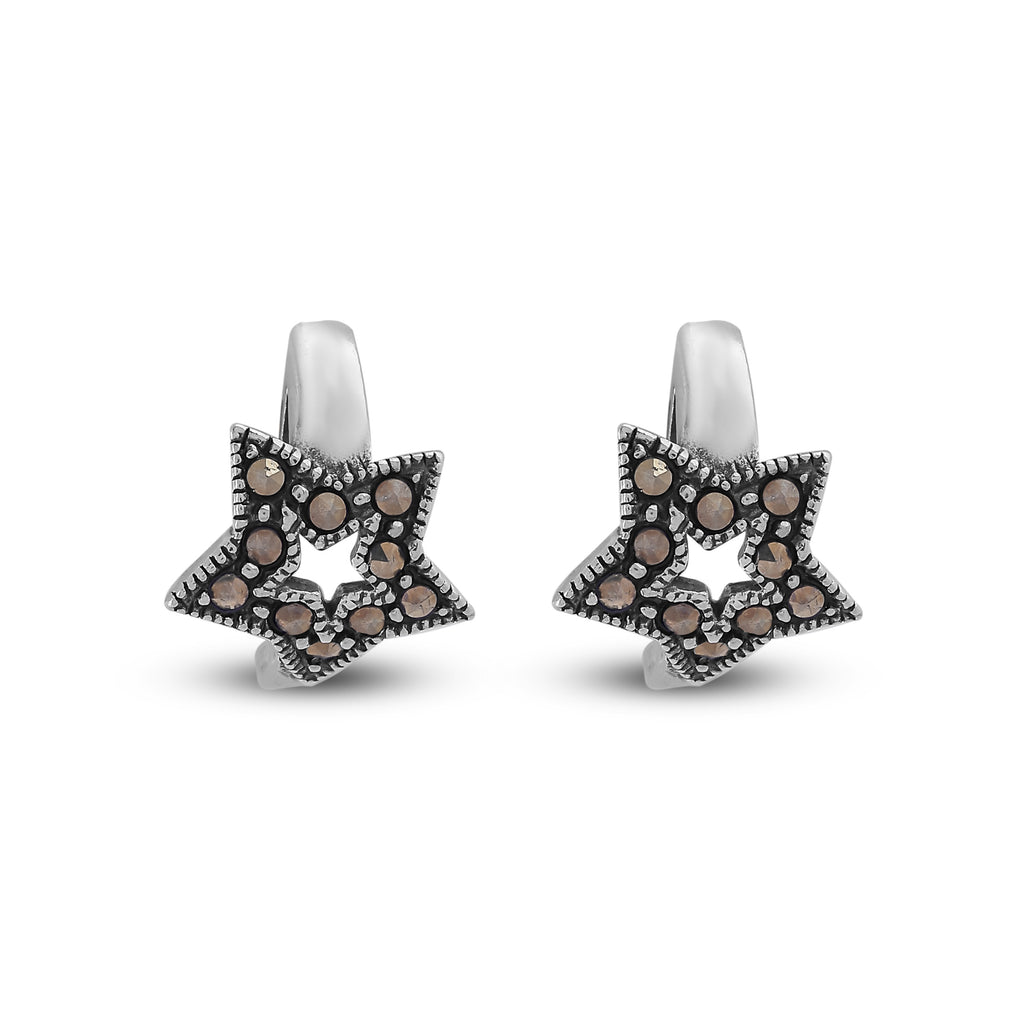 Starlit Vintage Silver Hoops