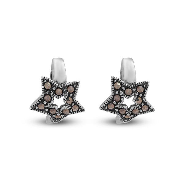 Starlit Vintage Silver Hoops