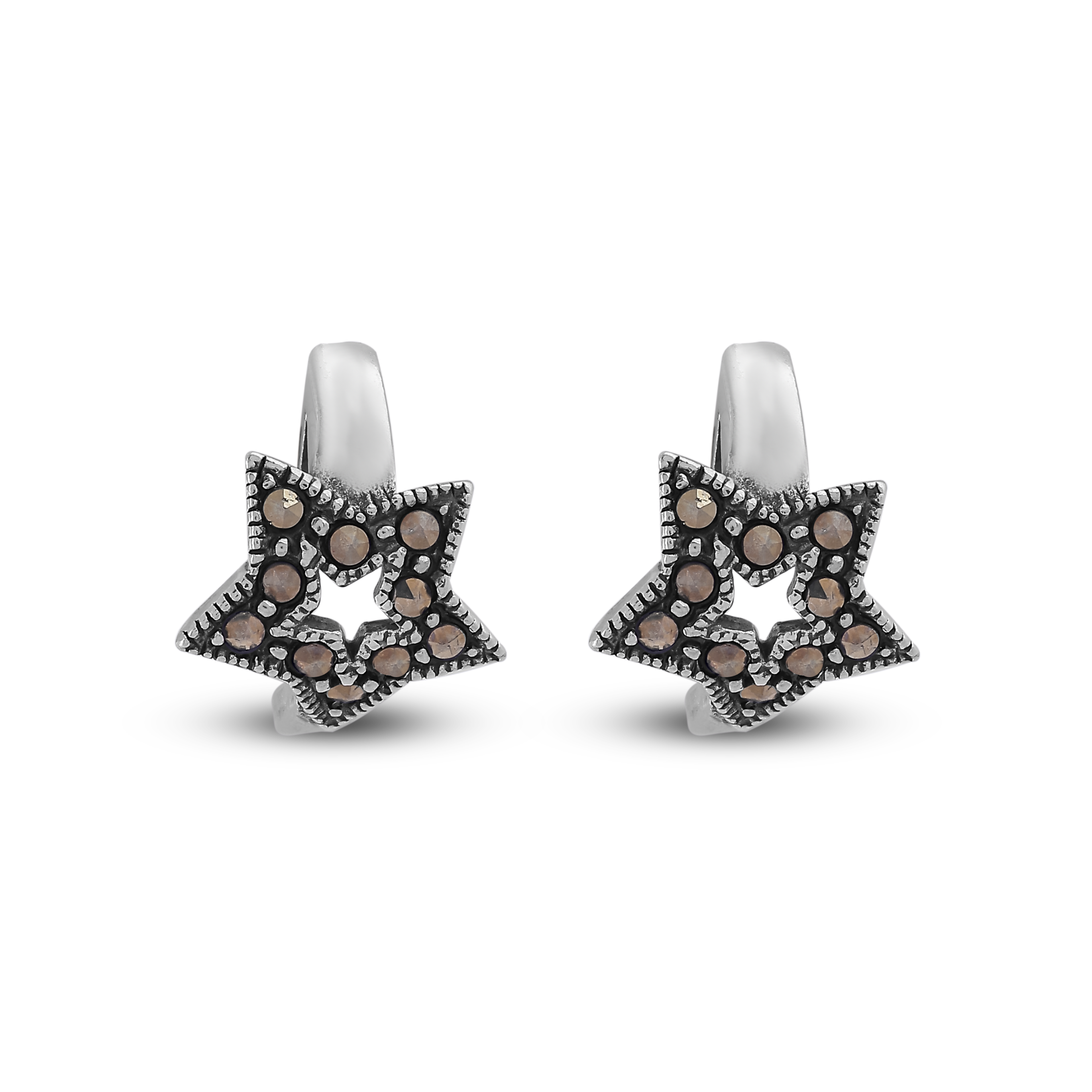 Starlit Vintage Silver Hoops