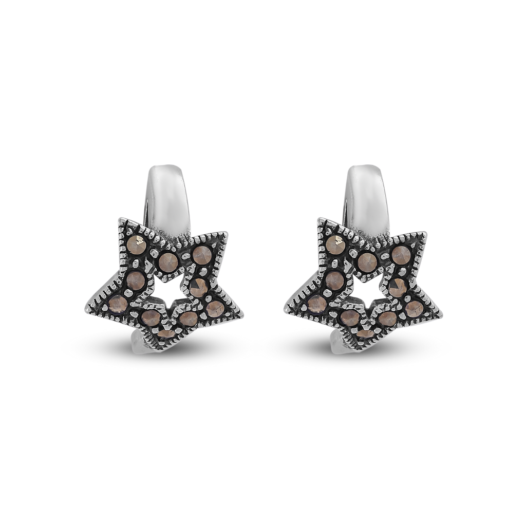 Starlit Vintage Silver Hoops